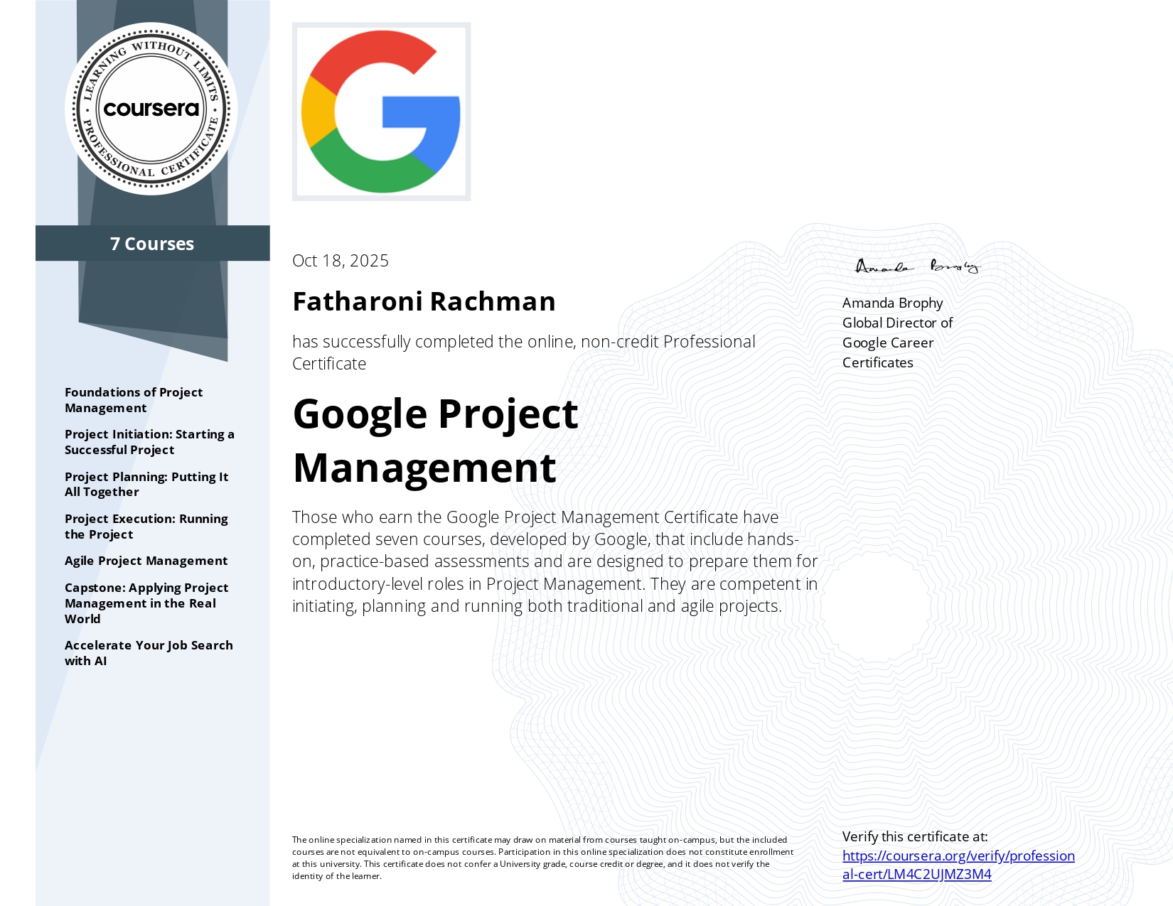 Google Project Management Specialization